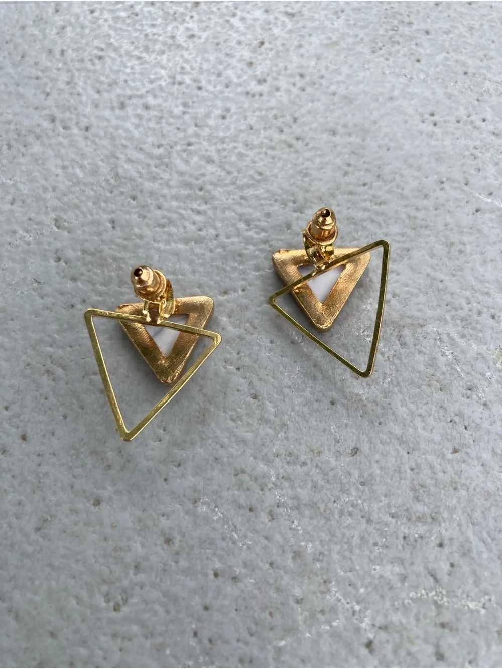 Versatile Geometric Earrings Goldtone setting Magnesite stone pierced